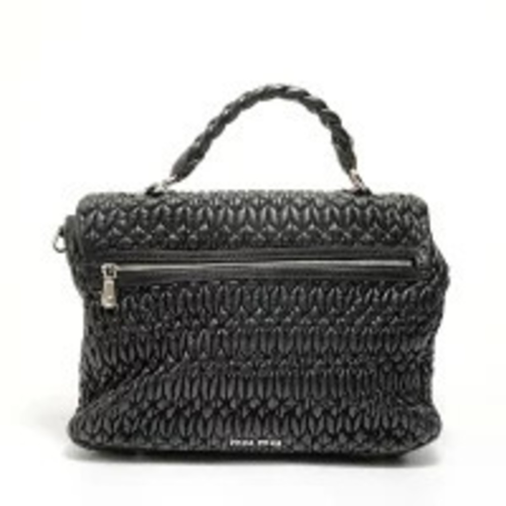 Miu Miu Matelasse Leather Handbag Black